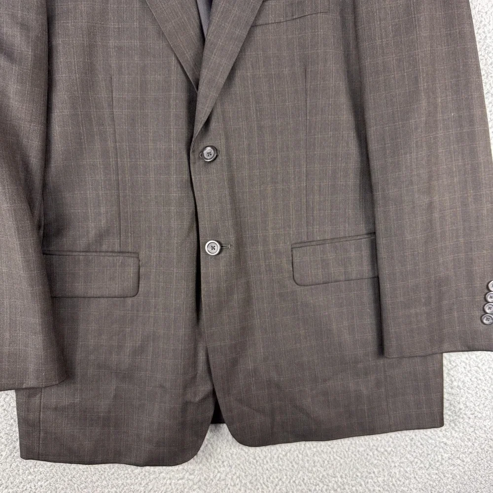 Stafford Blazer Mens 40 Regular Brown Wool Silk Windowpane Two Button Sport Coat